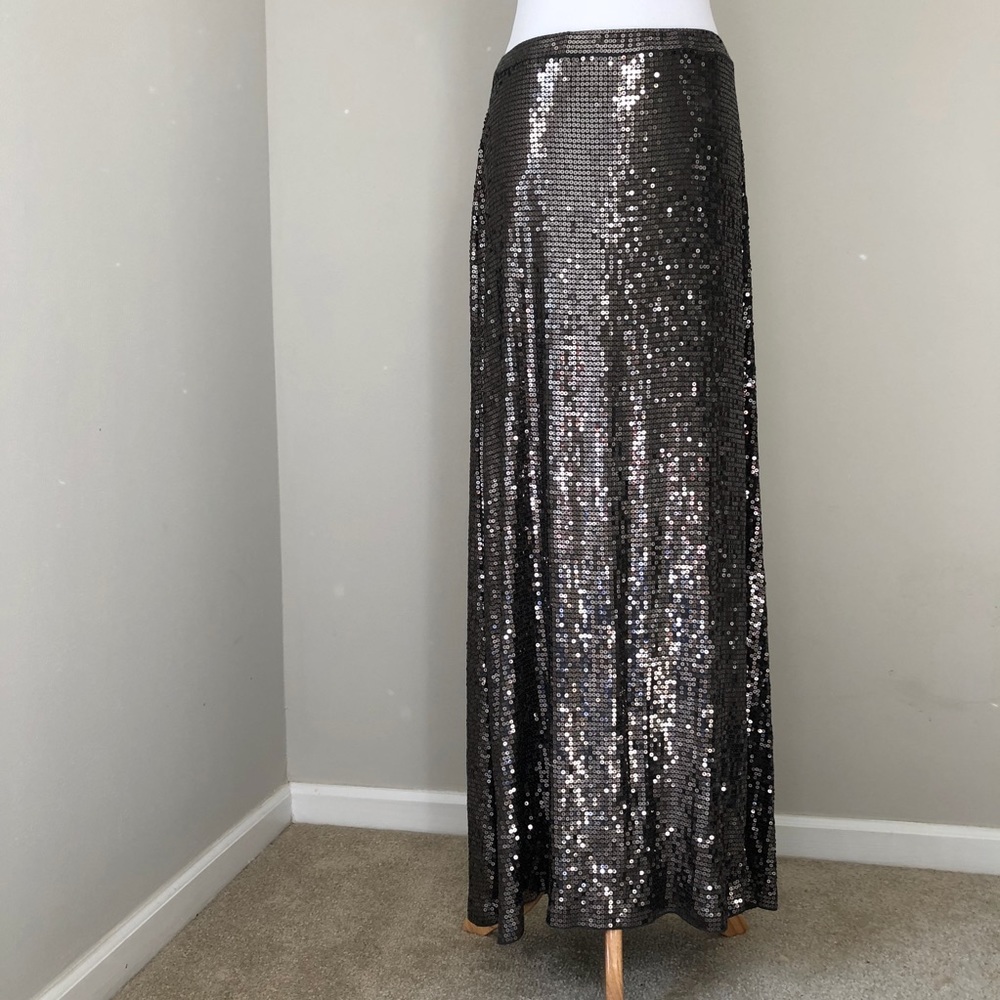 MICHAEL KORS Sequin Long Skirt Gray Sparkle